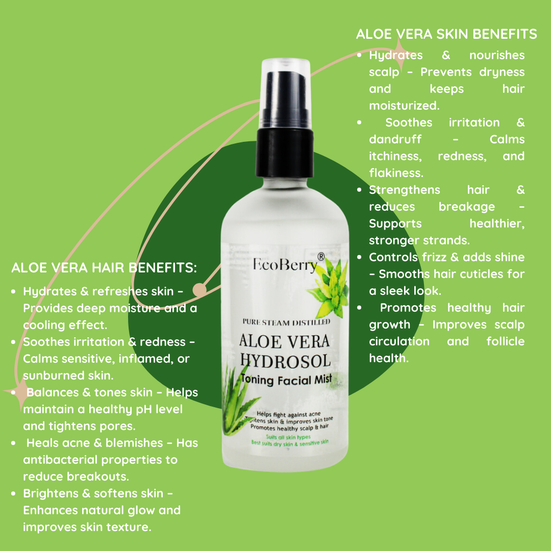 Steam Distilled Aloe vera Hydrosol Toning Mist