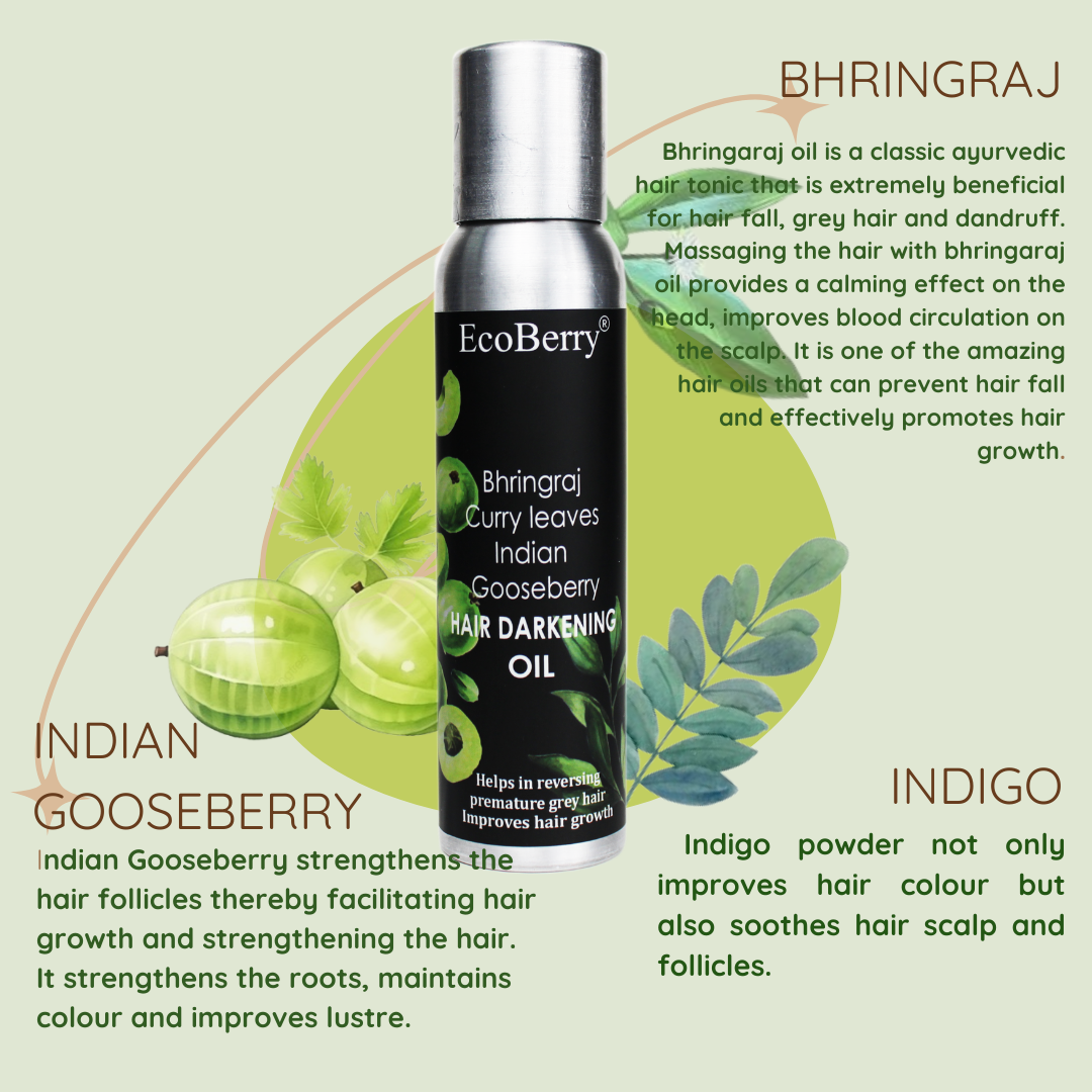 Bhringraj Curry Leaves Indian Gooseberry Hair Darkening Oil